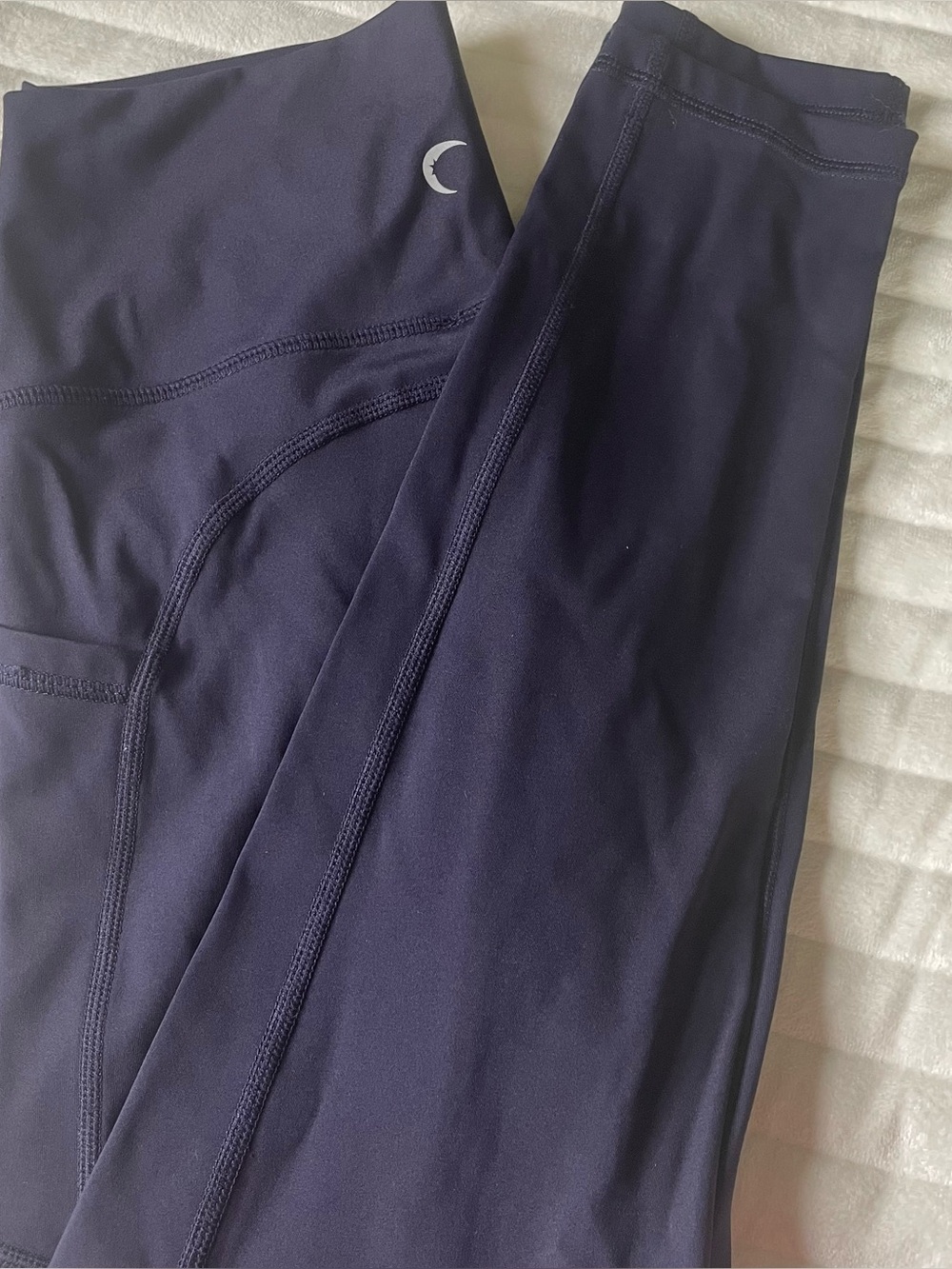 ZYIA Active Cropped Navy Blue Spandex Blend Leggings Size 6-8 w Pockets